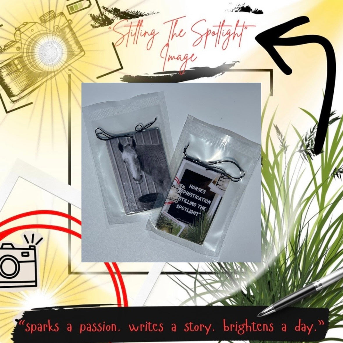 “Stilling The Spotlight” image Horses Sophistication Car Air Freshener (peach scent)