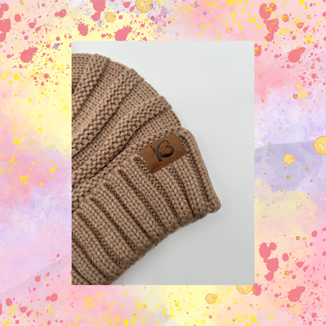 Taupe Pom pom Hat