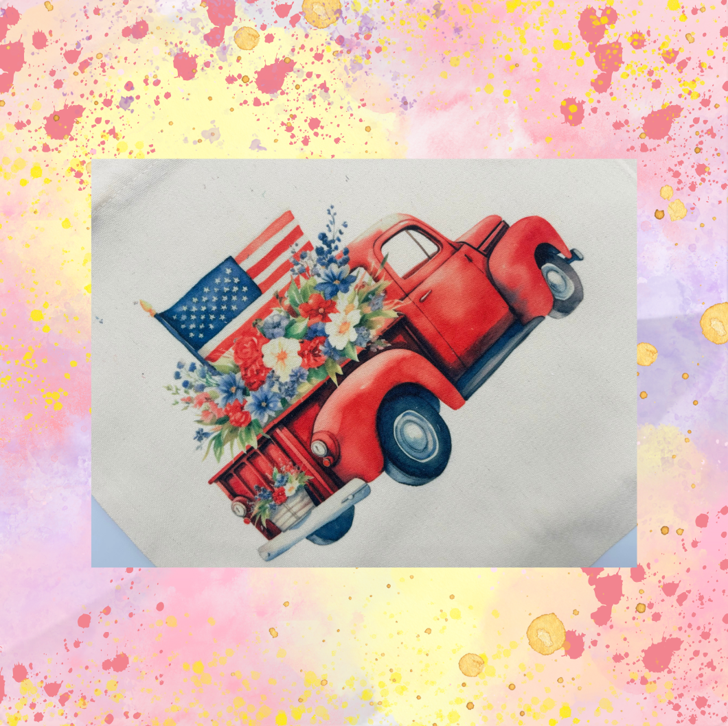 Truck Canvas Tote Bag. Length: 14 1/2 Width: 14 1/2