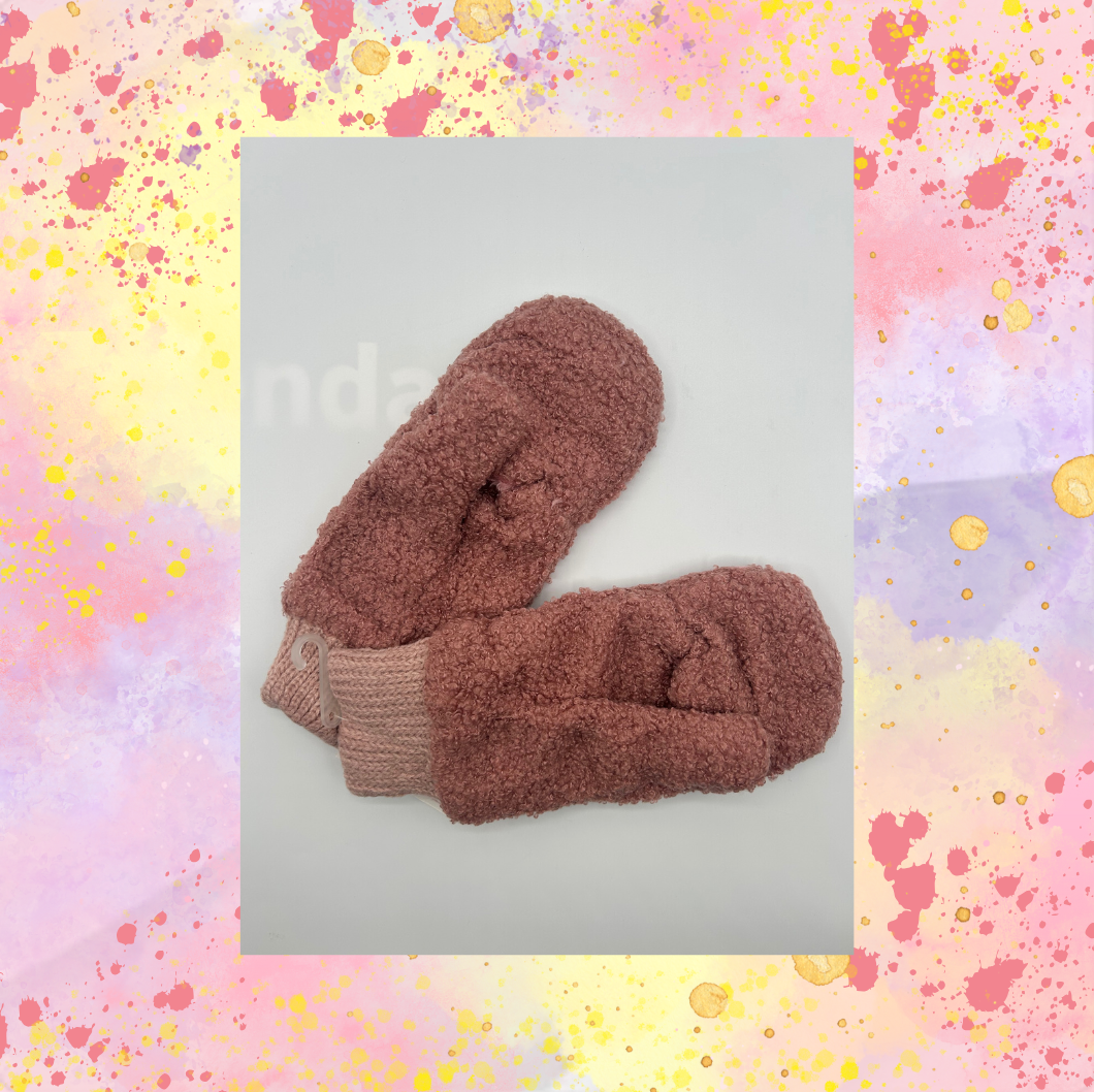 Mauve Pop-Top Winter Mittens