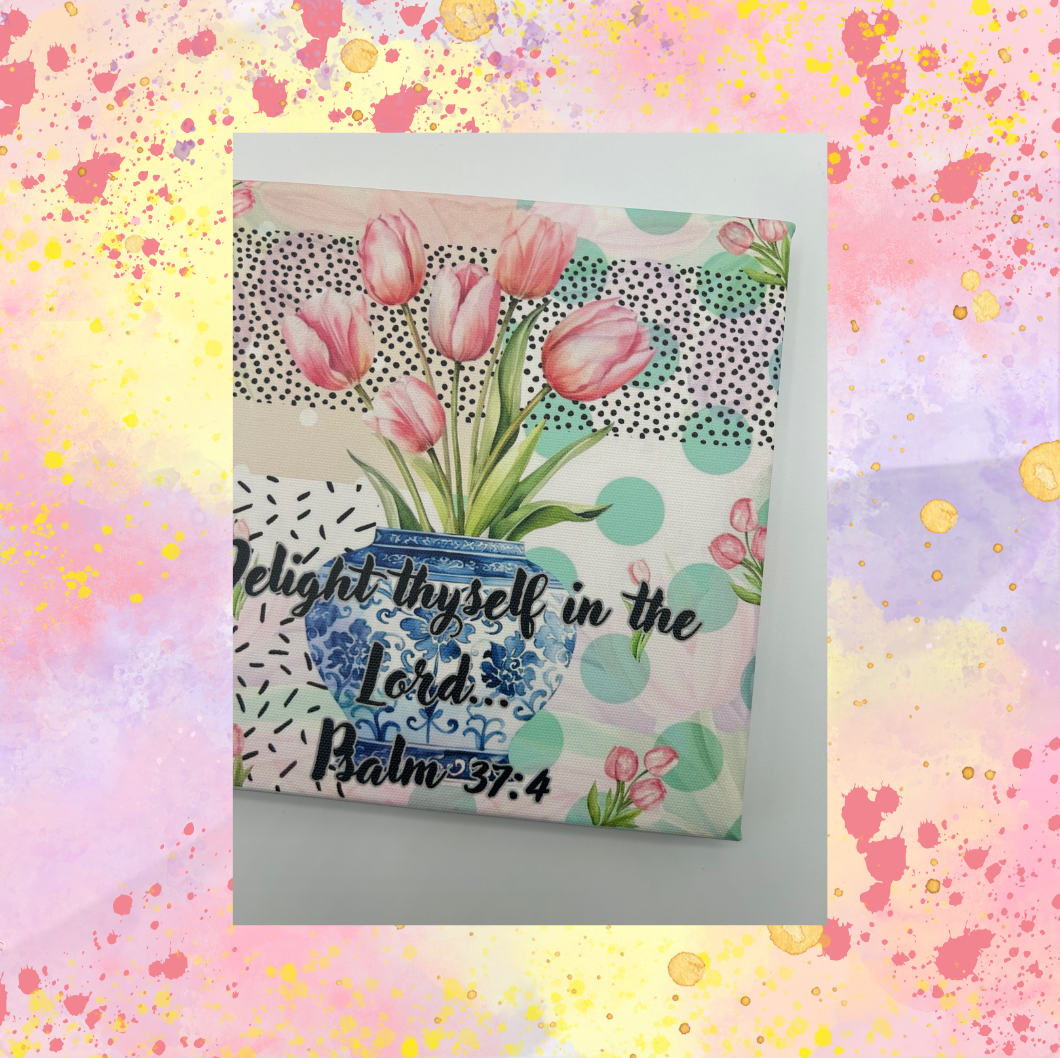 Delight Thyself In The Lord 8 x8 Wood Frame Canvas
