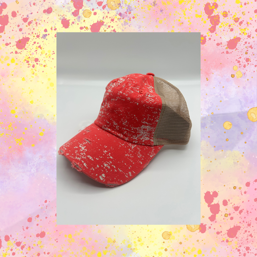 Coral Distressed Hat