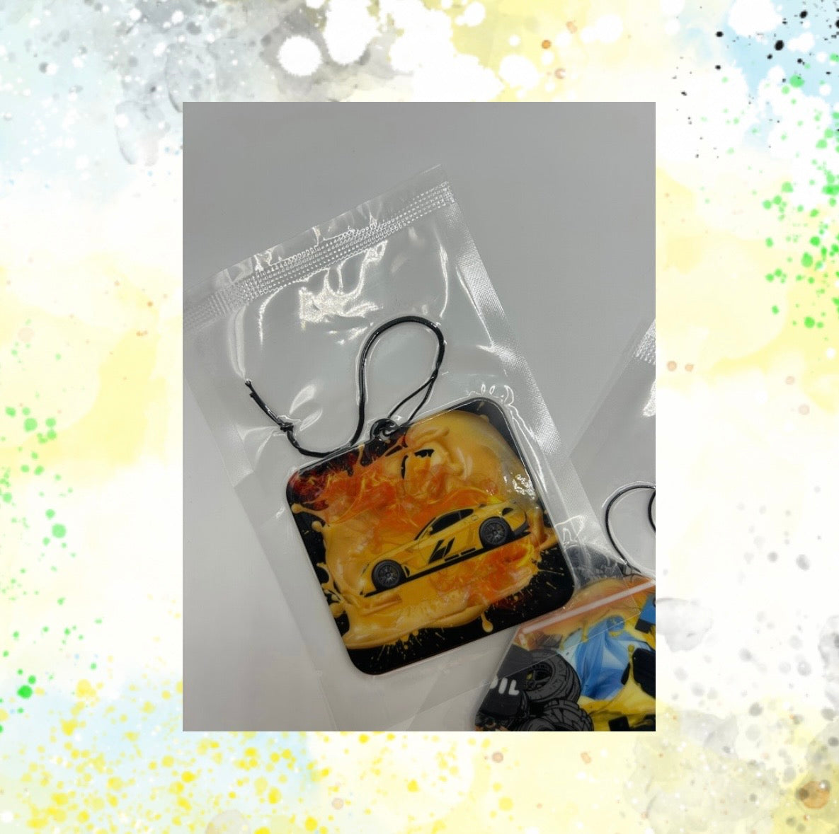 Inspiration Yellow Car Air Freshener (black ice scent)