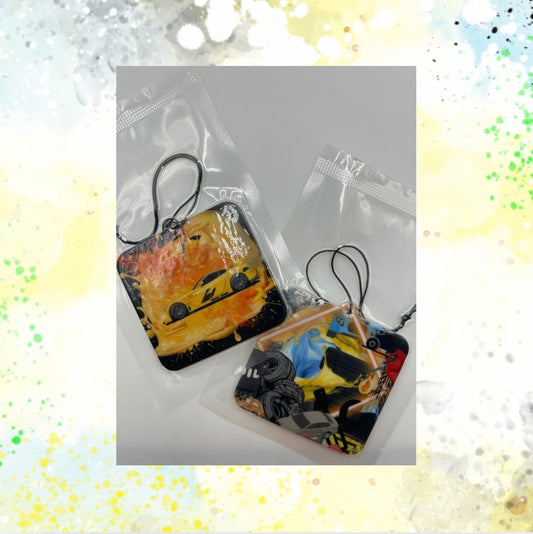Inspiration Yellow Car Air Freshener (black ice scent)