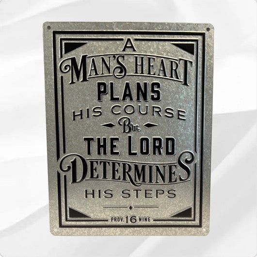 18 x 14 "A Man's Heart Vintage Metal Wall Sign"