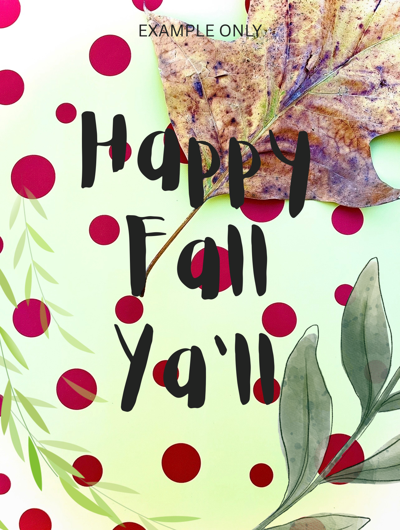 Polka dot. Oversized Leaf. Fall Into Winter. (4 by 6 Photo)