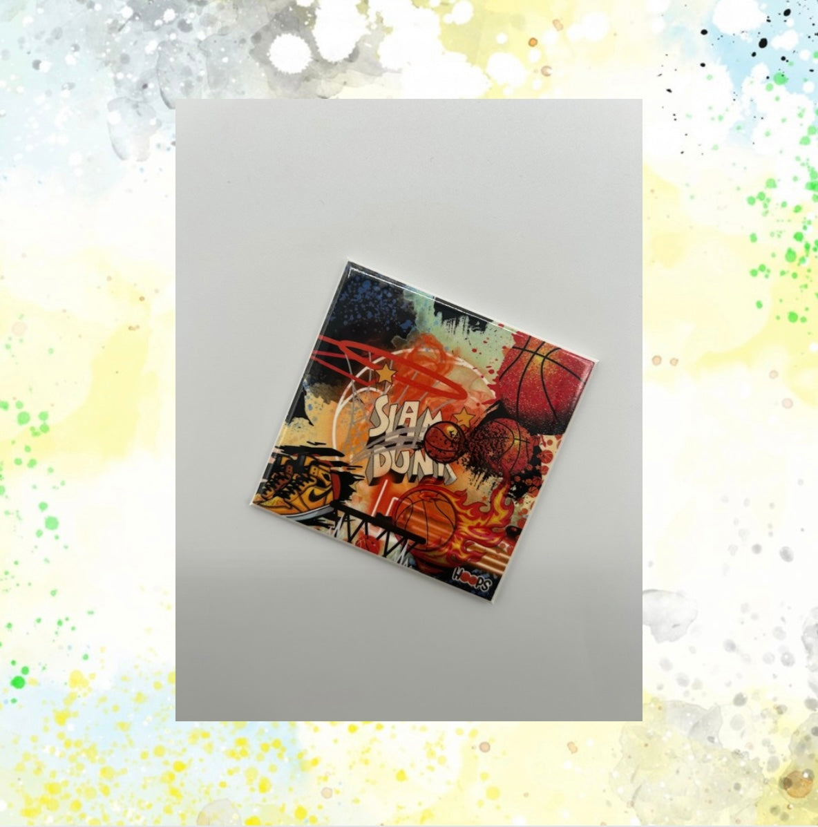 Basketball 2.5 inch Square Magnet