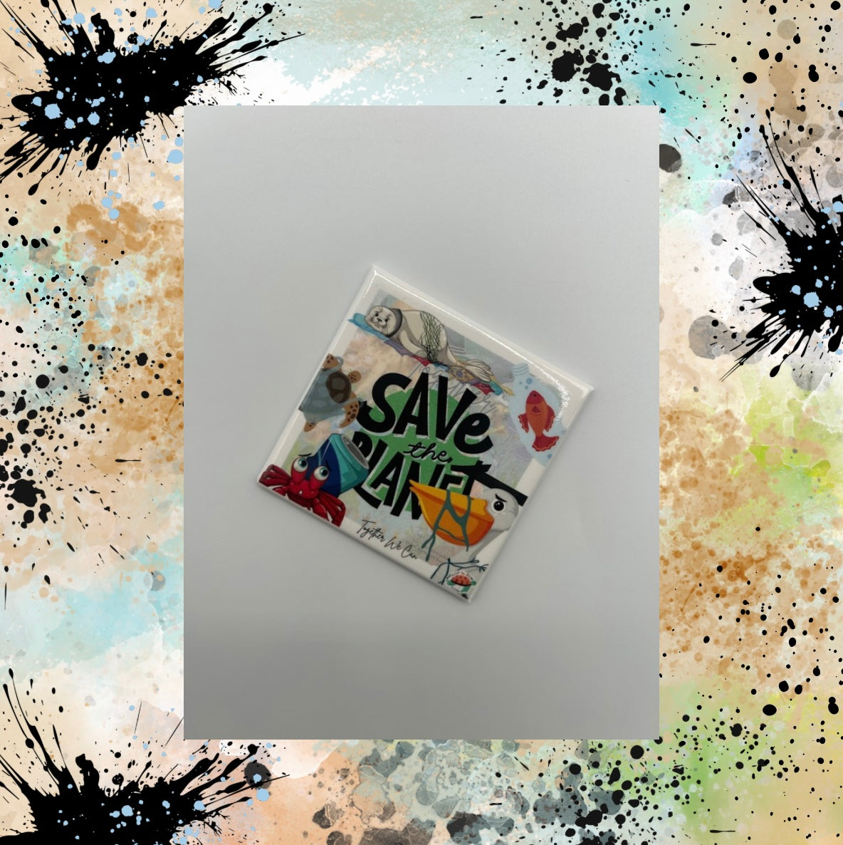 Together We Can Save The Planet Series #1 2.5 inch Square Magnet - Universal Image