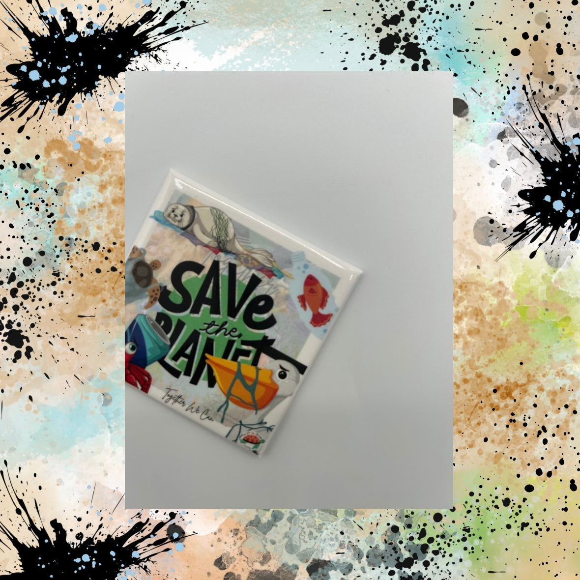 Together We Can Save The Planet Series #1 2.5 inch Square Magnet - Universal Image