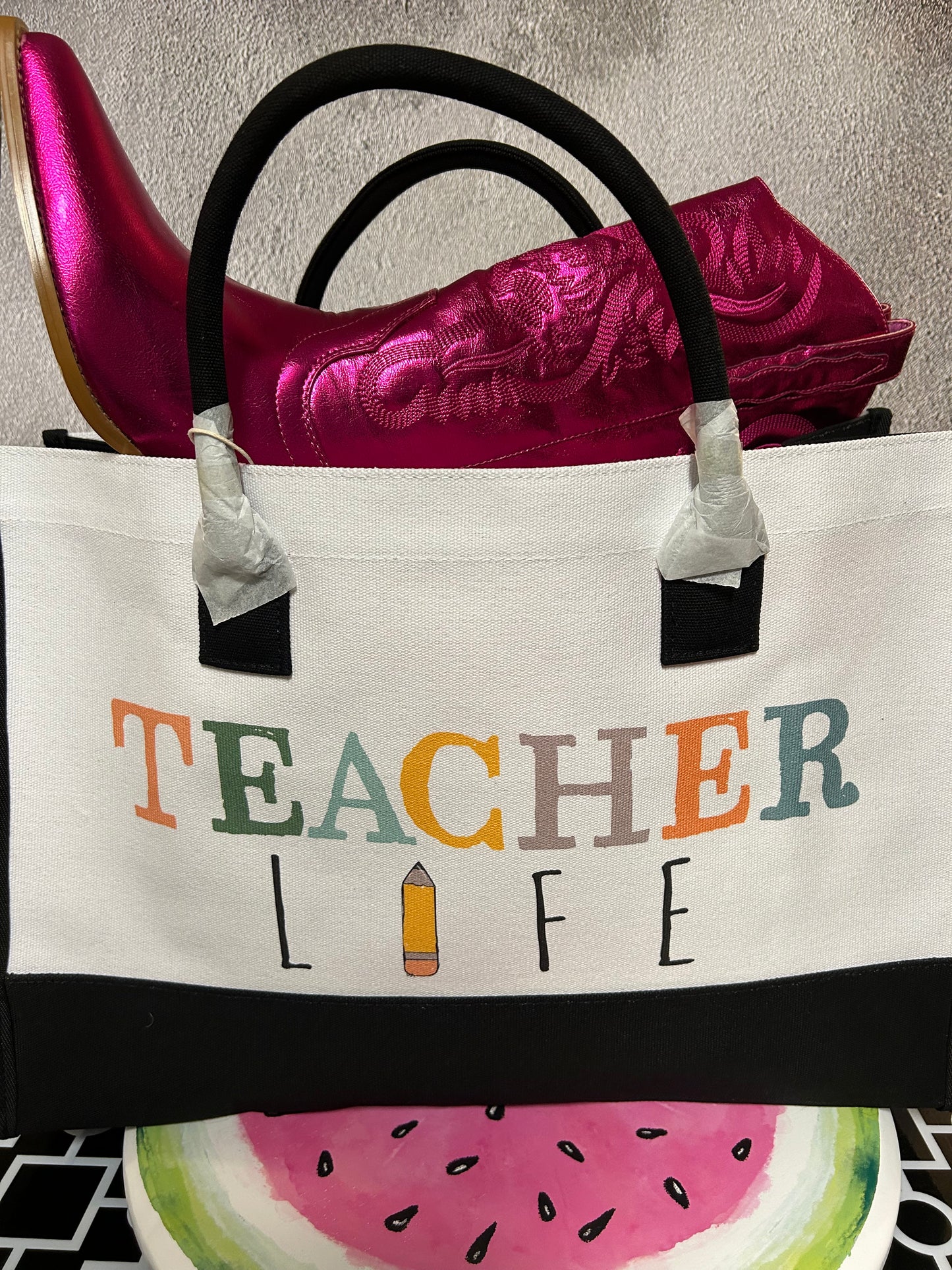 Teacher Life Canvas Tote