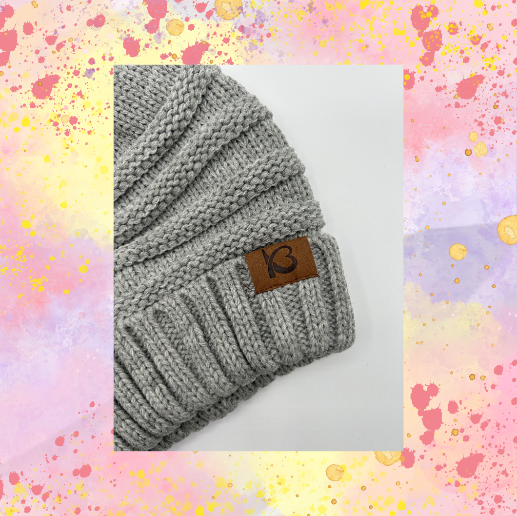 Light Gray Pom Pom Hat