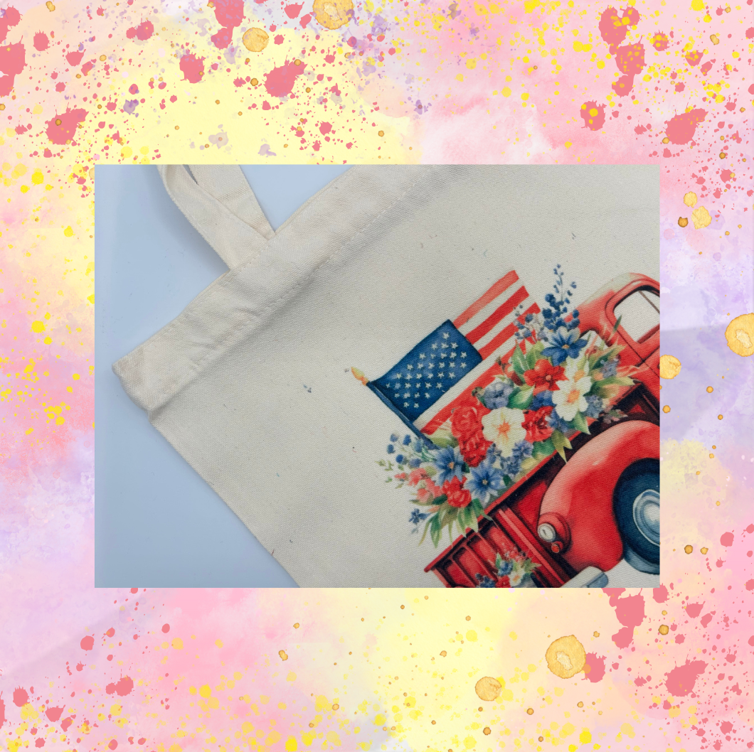 Truck Canvas Tote Bag.   Length: 14 1/2 Width: 14 1/2