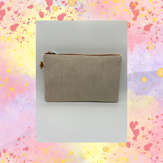 Taupe Corduroy Wristlet - strap in pouch