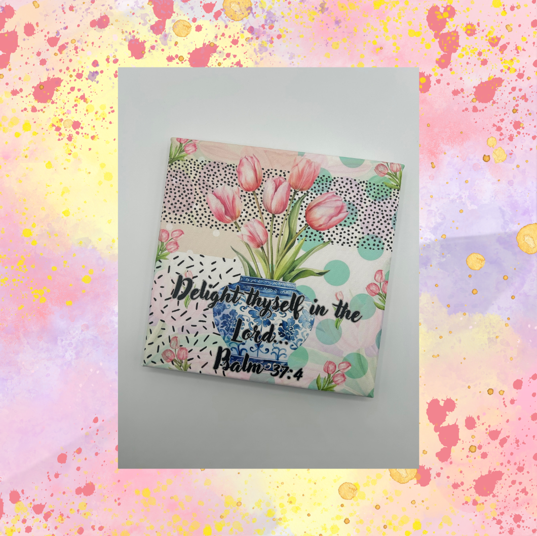 Delight Thyself In The Lord 8 x8 Wood Frame Canvas