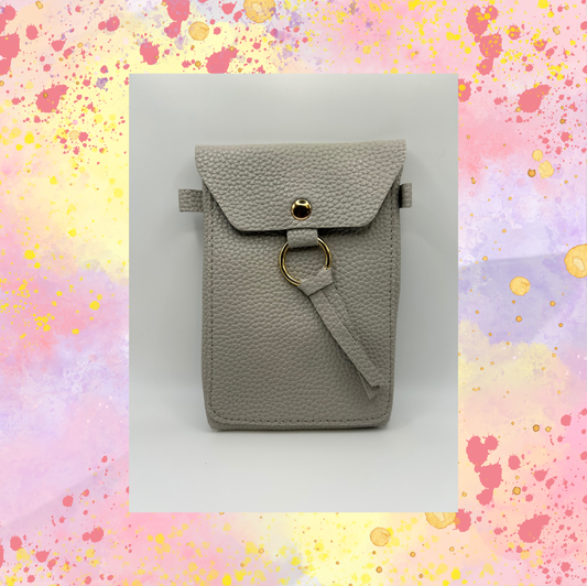 Pebbled Light Gray Crossbody Purse