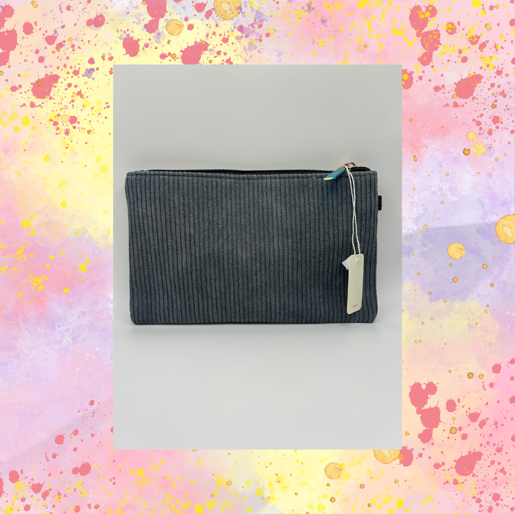 Gray Corduroy Wristlet - strap in pouch